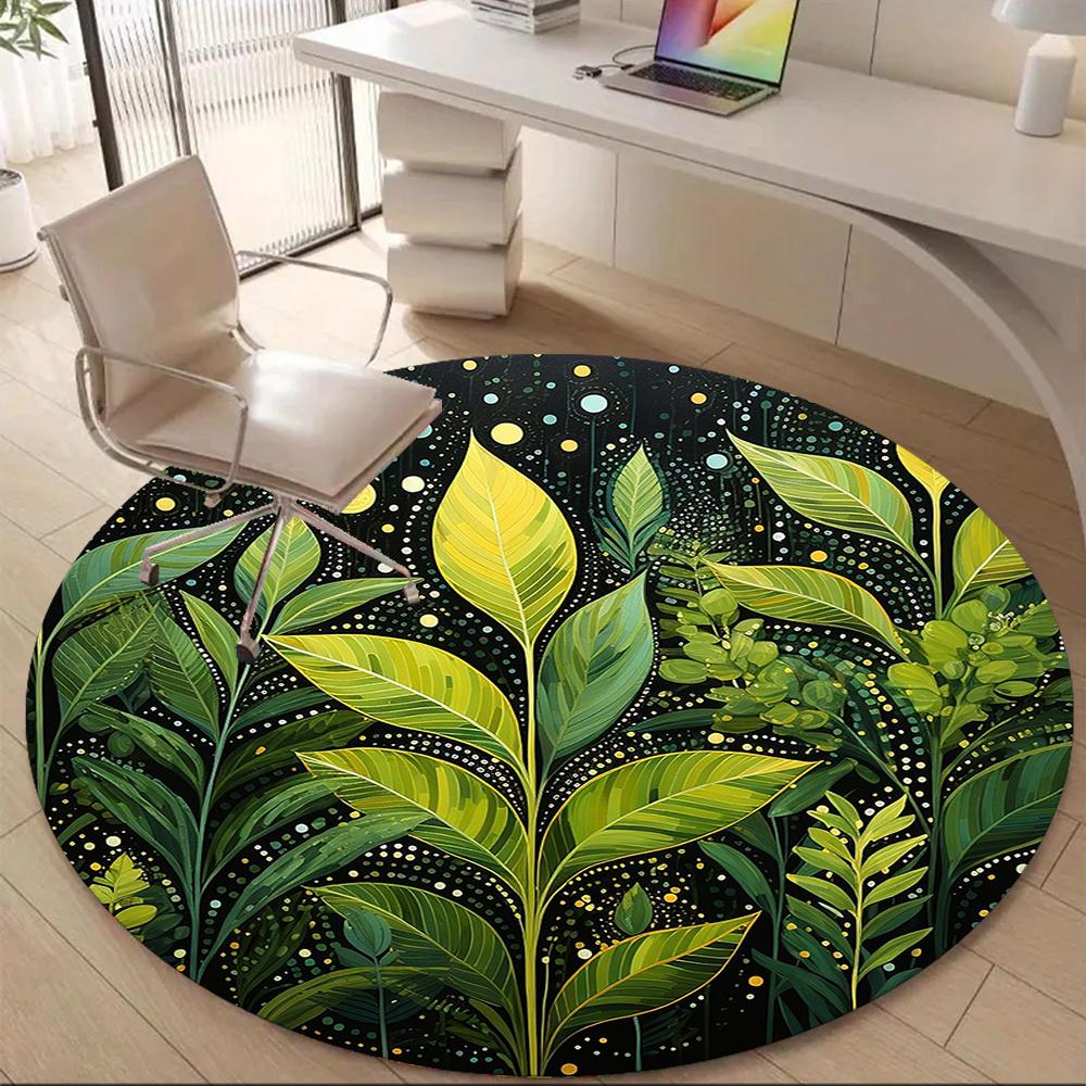 1pc Nature Plants Office Round Area Rug, Indoor Mat Suitable ForOffice, Under Office Chairs Bedroom Living Room Home Decor, Room Decot060