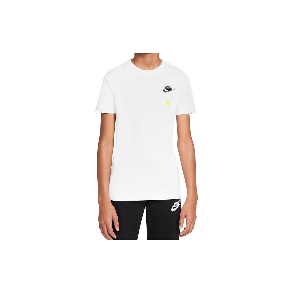 Nike Kids Daisy Letter Logo Casual Short Sleeve T-Shirt Kids Tops White DO1810-100