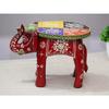 Ručně vyráběná a embosovaně malovaná barevná dřevěná stolička/stolek ve tvaru slona (8 palců výška)