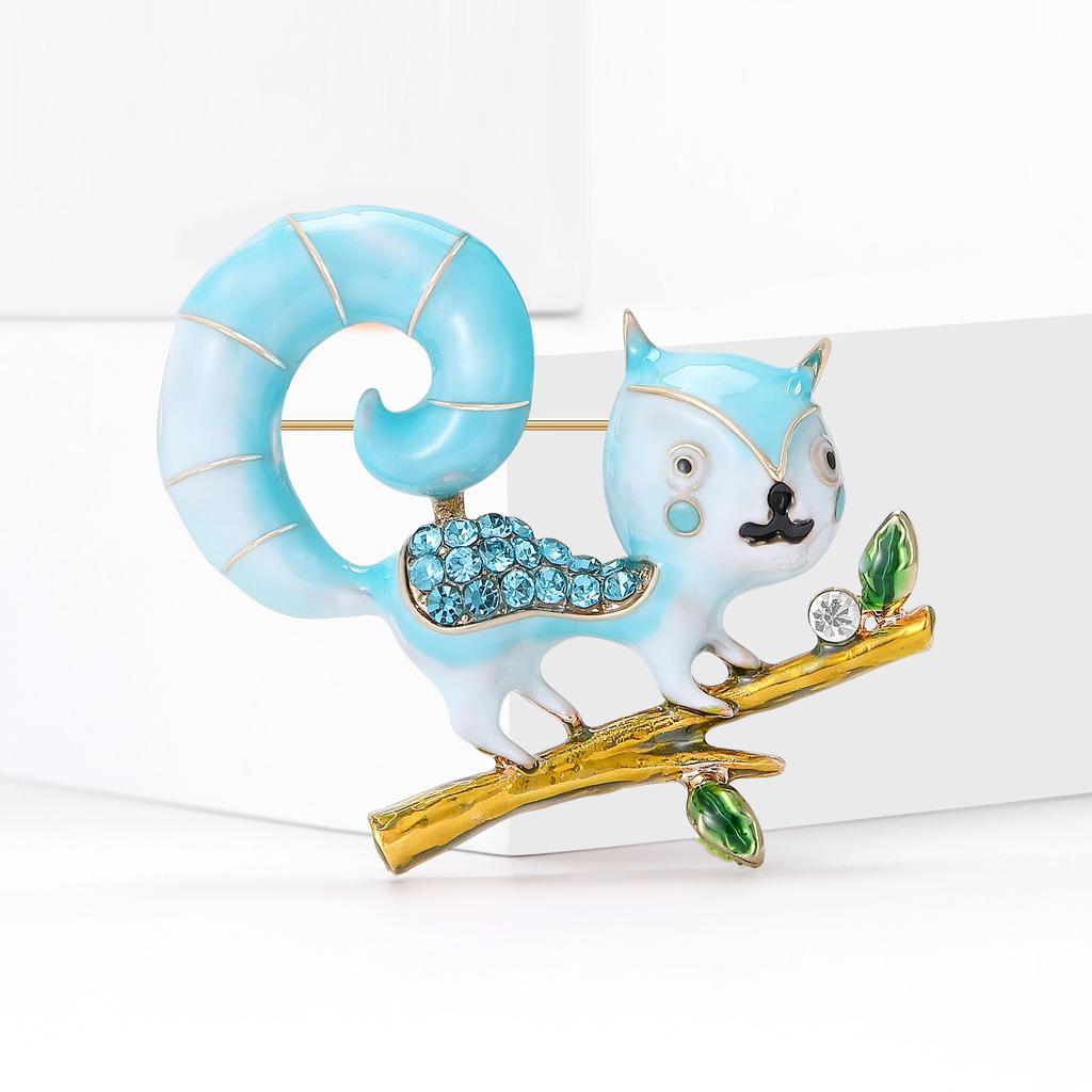 Klassische Emaillierte Eichhörnchen Broschen für Damen Strass Tier Pins Schlüsselanhänger Event Party Neue Geschenke Schmuck Dekoration Zubehör