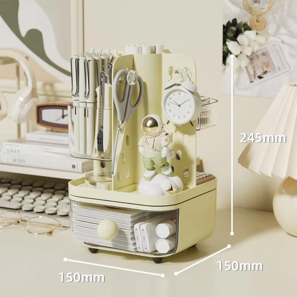 

Rotatable Drawer Storage Box Multifunctional Office Desk Organizer New Perforated Storage Rack жёлтый