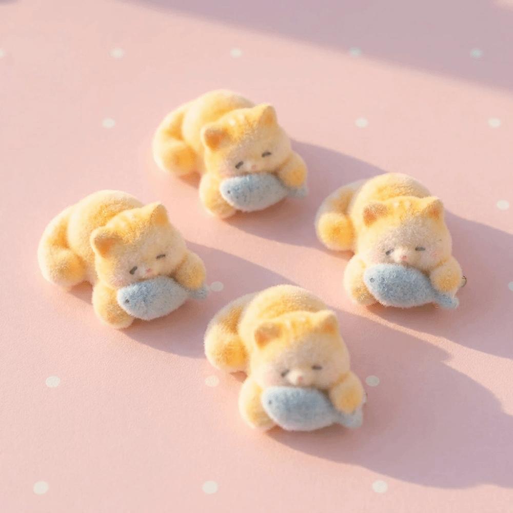 2/4 pcs Soft Plush Bang Side Clips Happy Cat Duckbill Clips Cute Flocking Cat Hair Clips Daily