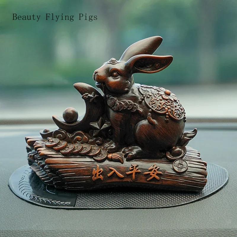 1PCS Resin Twelve Zodiac Rabbit Ornament Chinese Bionic Animal Craft Living Room Decoration Housewarming Gift
