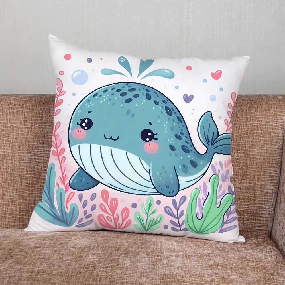 Whale Pillow Case Pillowcase Home Sofa Cushions Car Cushions Pillowcover Office Pillowshell Pillow