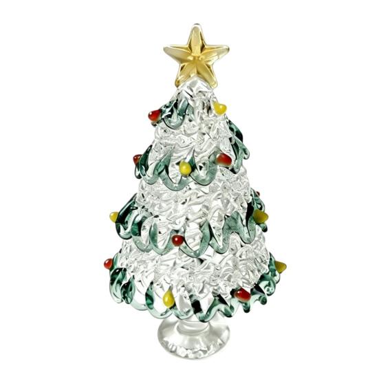 Miniature Christmas Tree Ornaments Glazed Figurine, Glass Pulled Wire Desk Decor, Unique Gifts for Friends Mini Holiday Tabletop Ornament Car