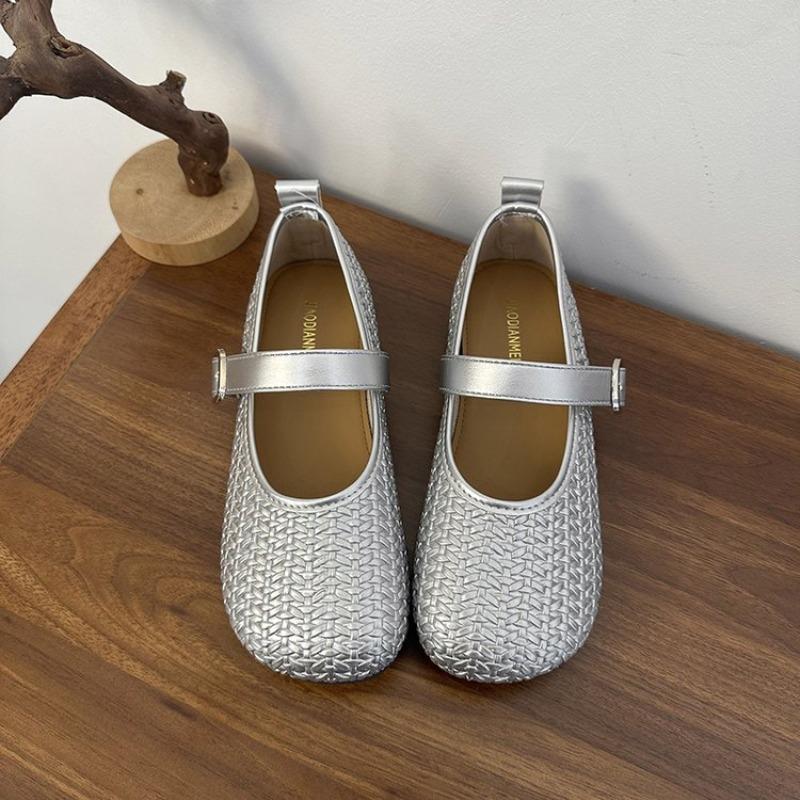 Fashion French Flat Woven Mary Jane Shoes Women's 2025 Spring and Autumn New Shallow Single Shoes