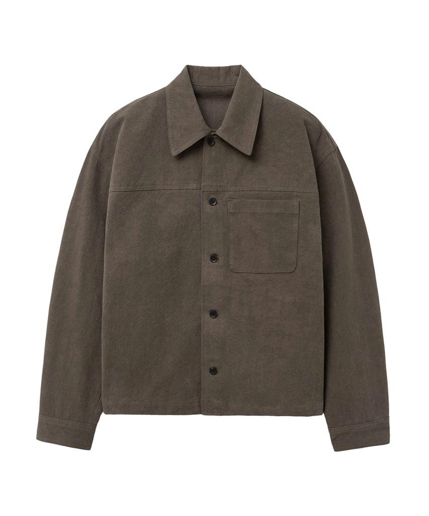 Sperone Peach Washed Crop Shirt Jacket (Brown)