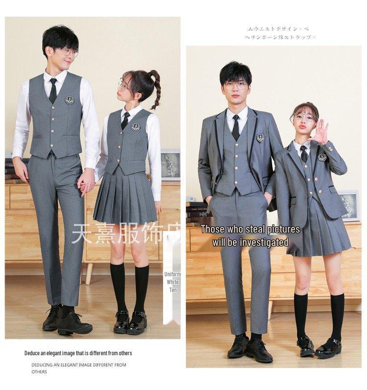 Unisex College-Style JK Uniform: Pleated Skirt & Suit Set