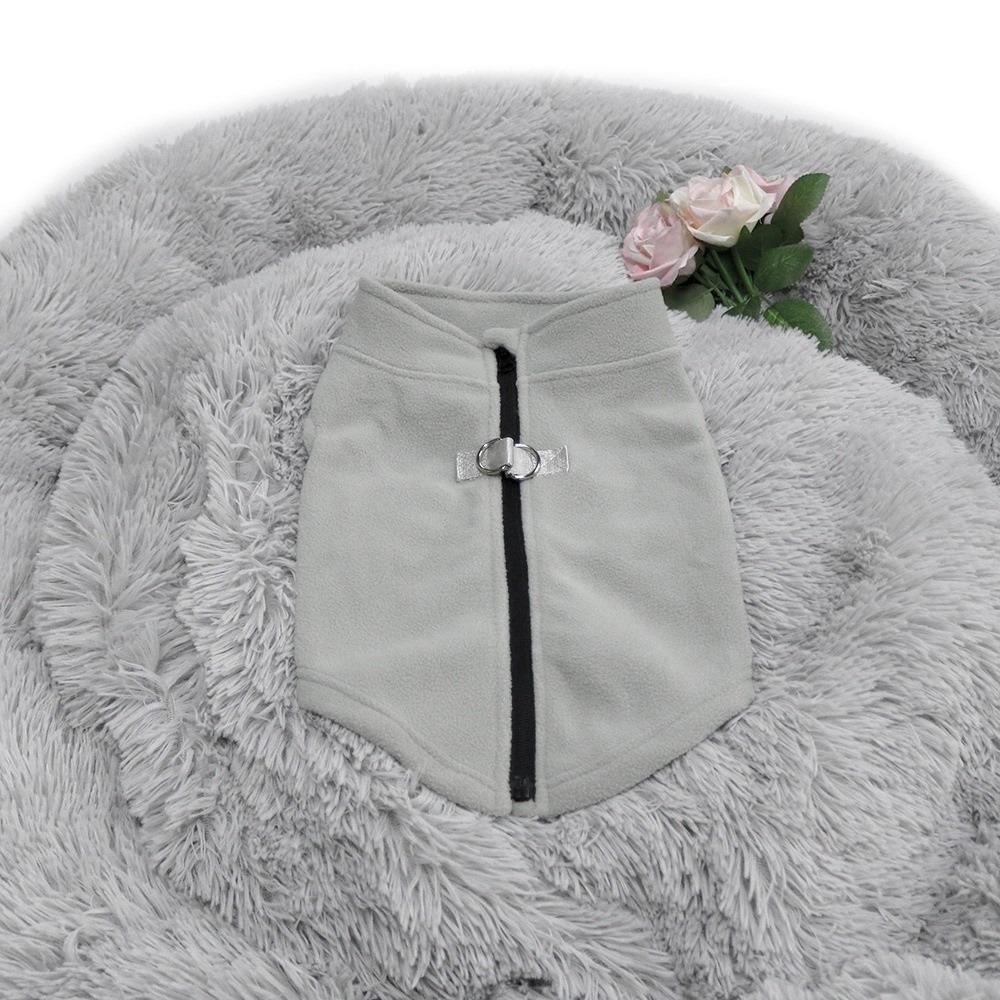 

Soft Dog Fleece Jacket Thicken Dog Zipper Hoodie Dog Cotton Coat Dog Warm Vest Autumn and Winter S серый
