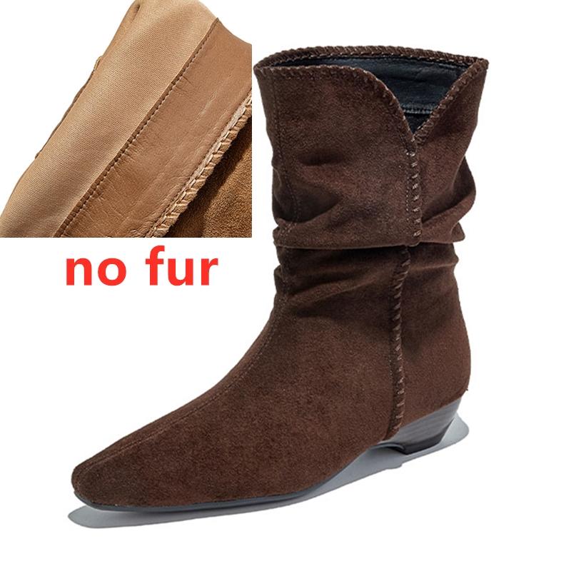 Mode AIYUQI 2025 Neue Damen Western Cowboy Stiefel Spitz, Plissierter Blockabsatz Damenstiefel Große Größe Vintage Stiefeletten weiblich