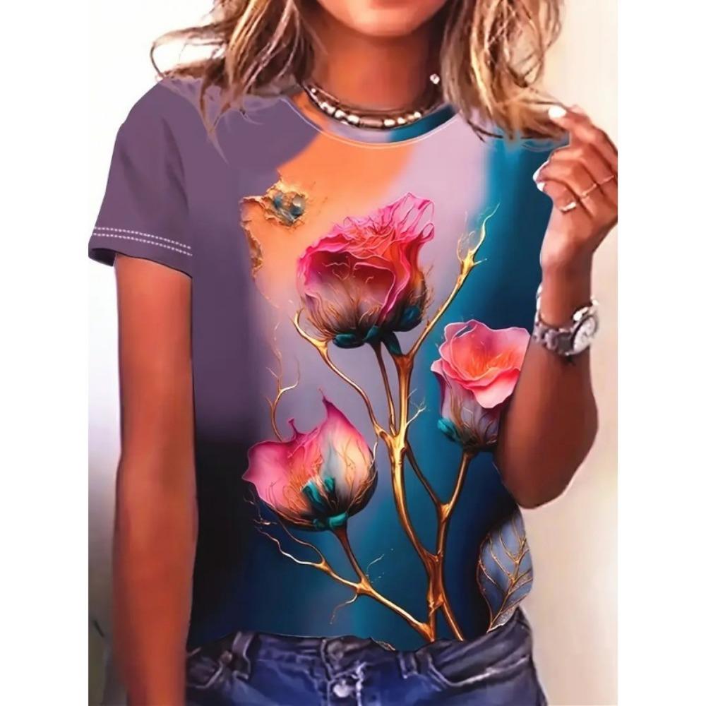 Summer Beautiful Woman 3D Print T-shirts Women Streetwear Fashion Casual