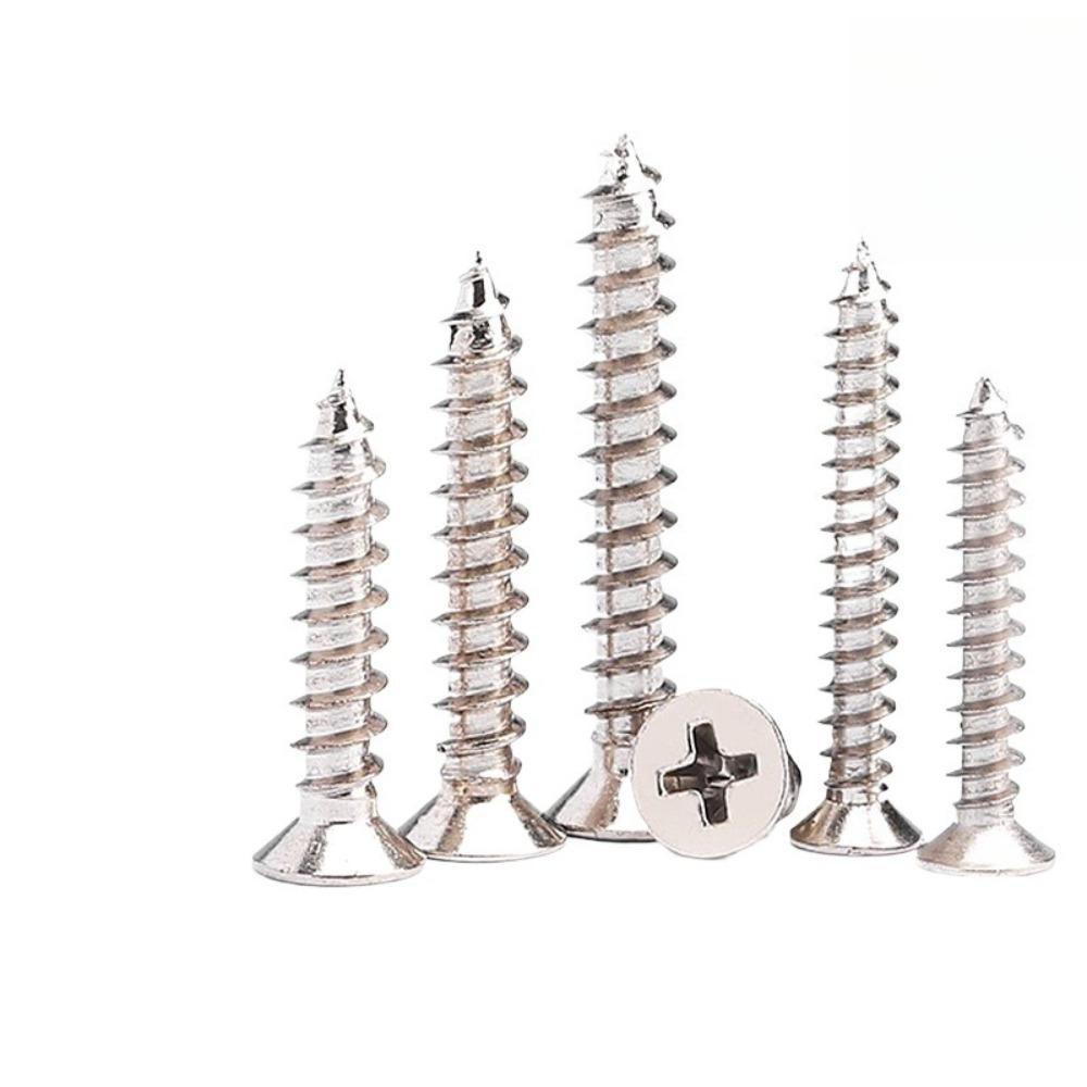 4 PCS Cross Flat Head Wood Screws M1 M1.5 M5 Construction Screws Zinc Plated Self Tapping Wood Screws For Cabinet Fiberboard