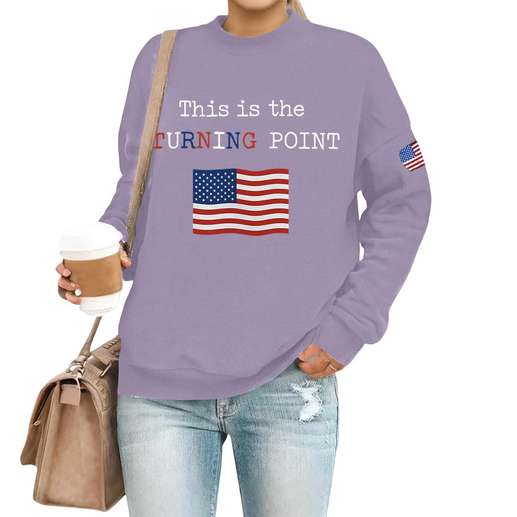 Women's Casual Fashion Round Neck Long Sleeve  Printed Sweatshirt