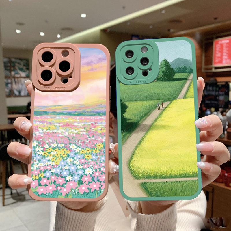 Field Flower Jungle Fresh Scenery Phone Case For iphone 14 11 12 13 Pro Max 7 8 Plus SE 2020 X XR XS Soft Silicone Cover Fundas