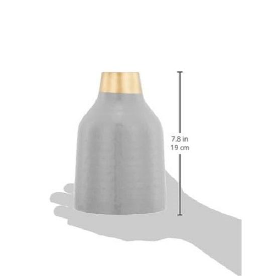 Flower Vase with Rust-Resistant Coating | Stylish and Easy-to-Clean Finish | Compact Design for Modern Décor | Bouquet Vase - Grey