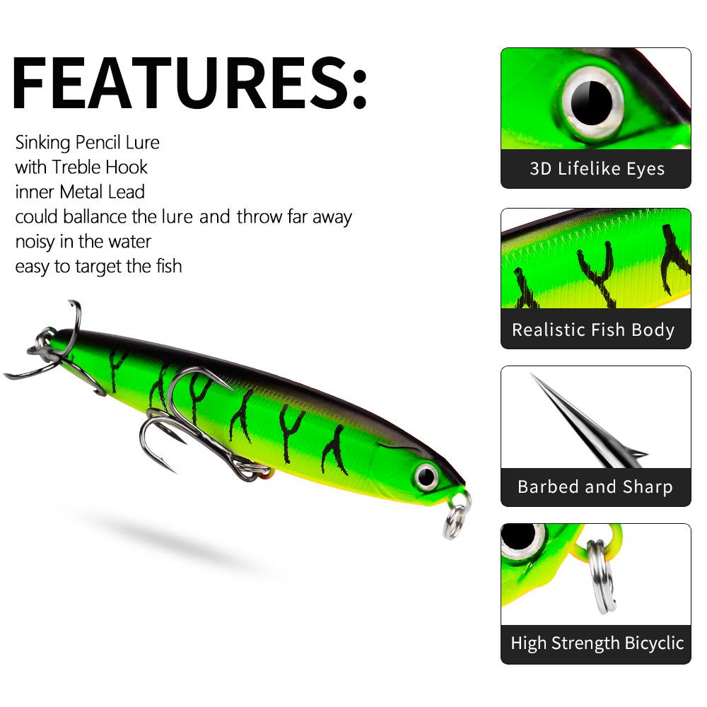 Long Cast Sinking Pencil Lure: 10/14/18/24g Bionic Hard Plastic Fishing Bait