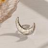 Women's Geometric Moon Stainless Steel Adjustable Ring - High-End Titanium Steel, European & American Style