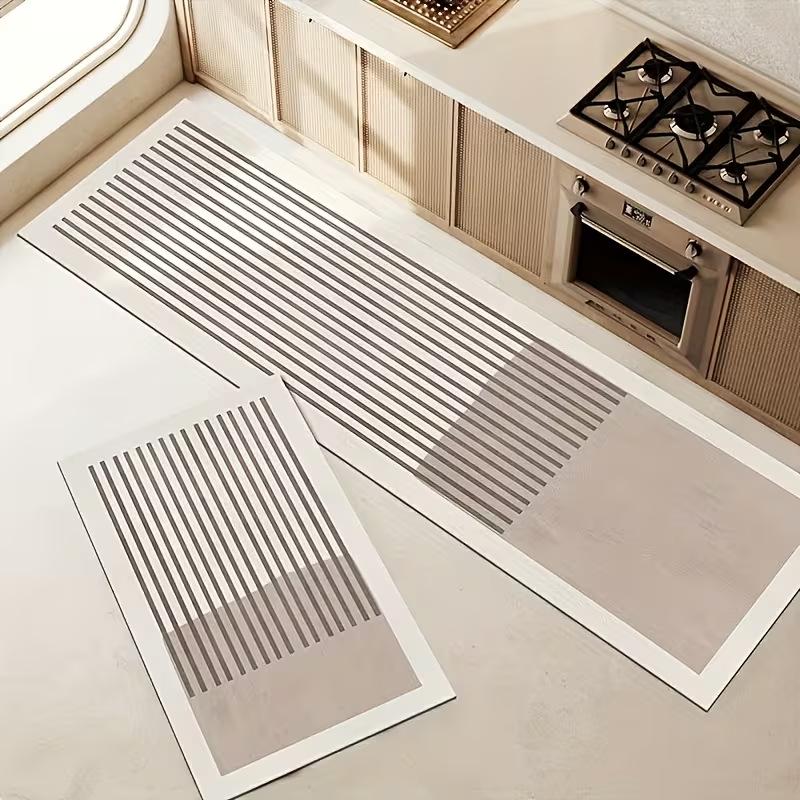 Nordic Style Diatomaceous Earth Floor Mat Set: Dirt-Resistant, Easy to Clean, Two-Piece Long Strip for Kitchen and Entrance.