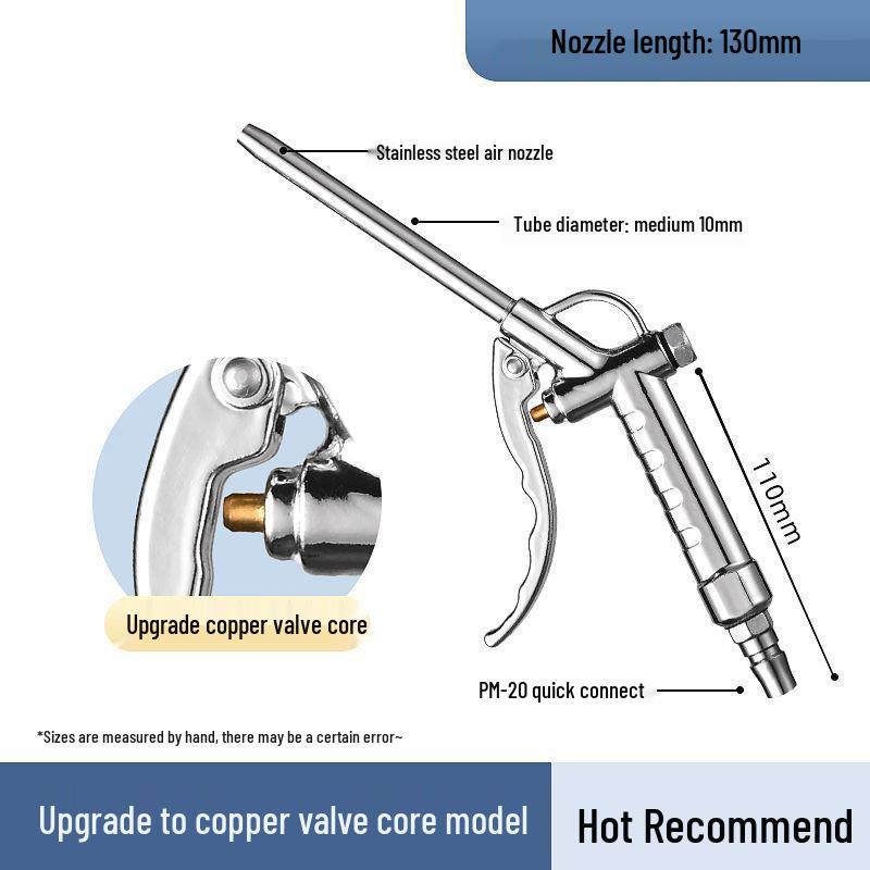 Stainless Steel Leak-Proof Dust Blowing Gun with Long Nozzle and Strong Blowing Force