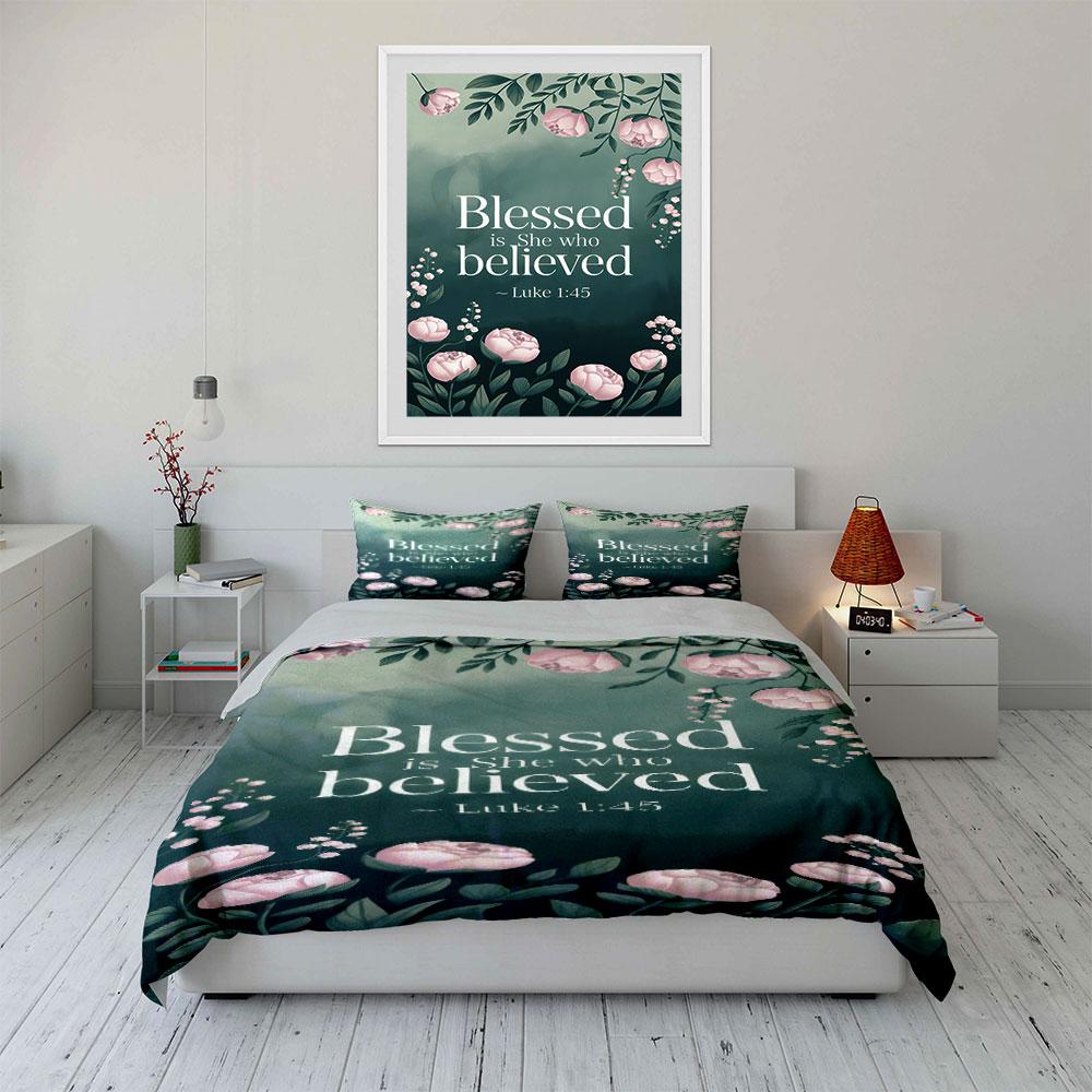 Floral Scripture Set For Inspiration Kid'S And Adults' Bedroom Decor, Exquisite Three-Piece Bedding Set Gift