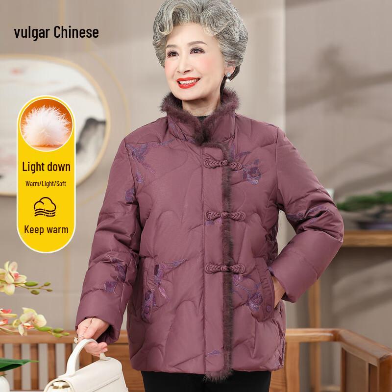 Elderly Women's Stand-Collar Thickened Down Jacket