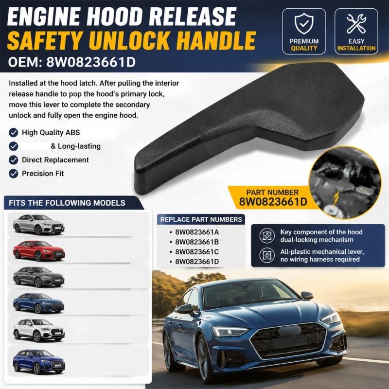 8W0823661D 8W0823661B Under Hood Release Handle Lever, Mechanical ABS Component That Completes Second Release Step for C8 RS7