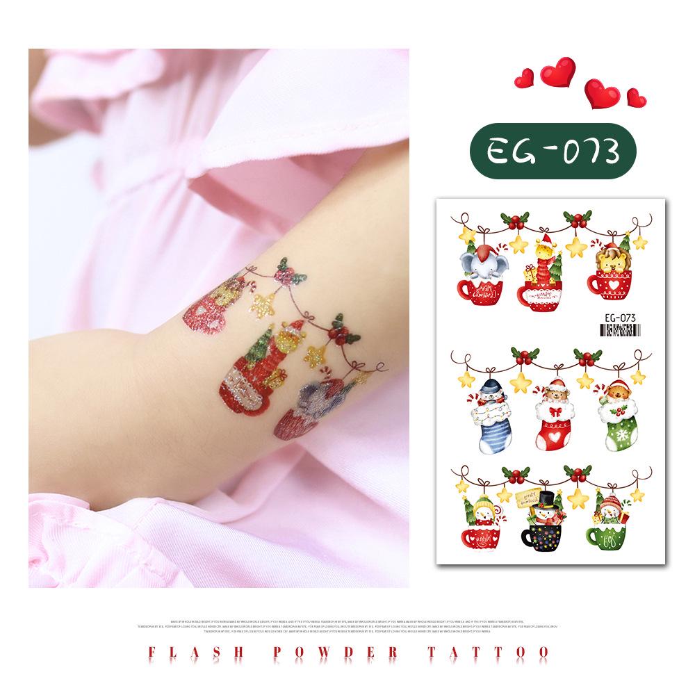 "Ruikalong Waterproof Christmas Snowflake Cartoon Glitter Tattoo Stickers for Kids"
