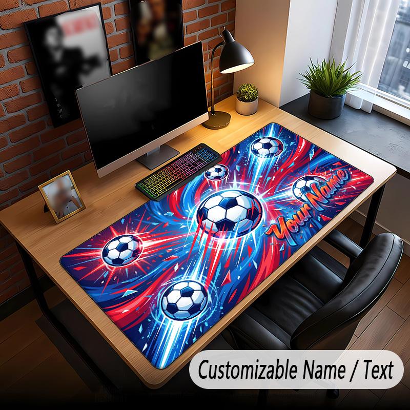 Soccer Theme Custom Mouse Pad Personalized With Name Text Customized Desk Mat For Office Home Decor