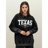 Texas Usa City Art Letter 1945 Pattern Womens Washed Sweatshirt Crewneck Cotton Streetwear Autumn Casual Woman