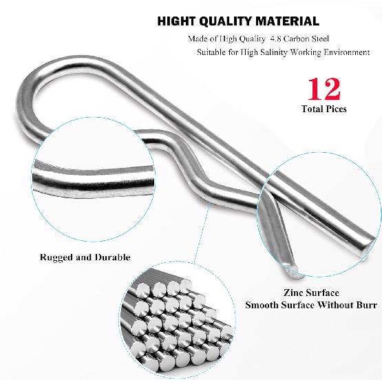 Heavy Duty Hitch P - 12 Pcs Spring Retaining Wire R Clips M3X60Mm For Trailer Tractors Mower Carts Trucks