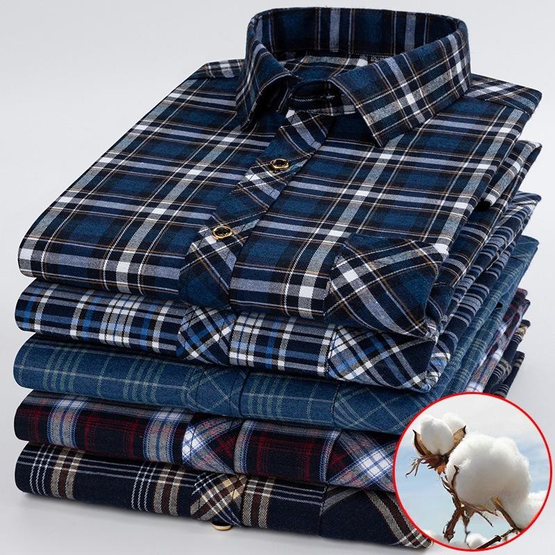 Flannel Shirt Jackets for Men Long Sleeve Regular Fit Button Down Work Shirts Outwear Men's Casual Plaid Heavyweight Cotton Shirt With Pockets