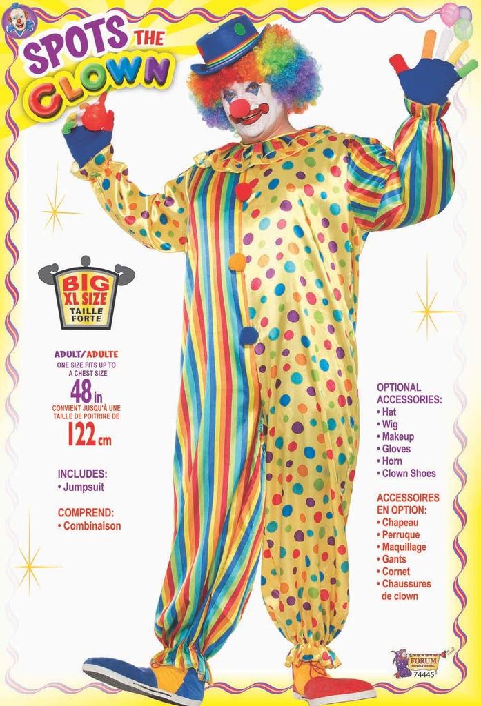 Clown Jumpsuit Costume for Adult Spots the Clown Men,