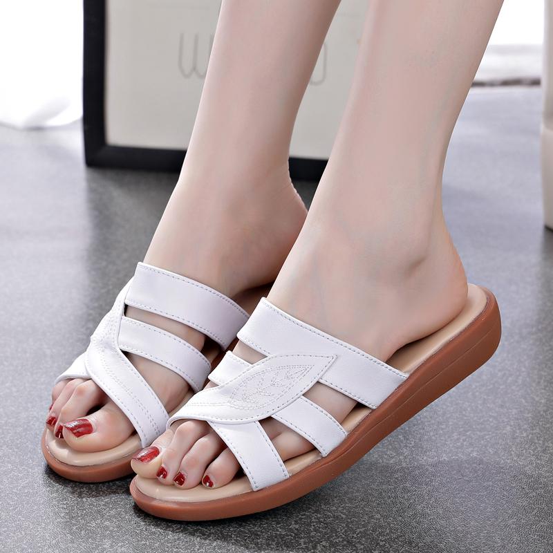 Women Open Toe Beach Shoes Women'S Hollow Solid Color Thick Soled Slippers Large Size Spring And Summer Sandalias