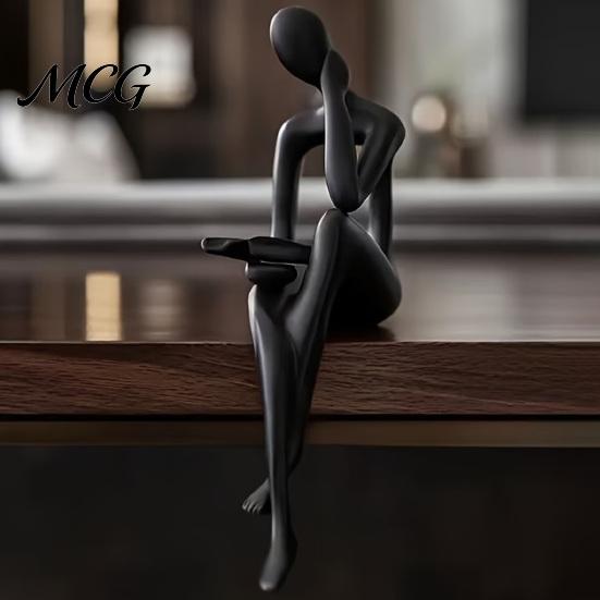 Figurina Moderna per la Meditazione Figure del Pensatore Stampate in 3D Ornamenti, Sculture Minimaliste di Arte Astratta Elegante Decorazione da Appendere da Tavolo per Casa Ufficio