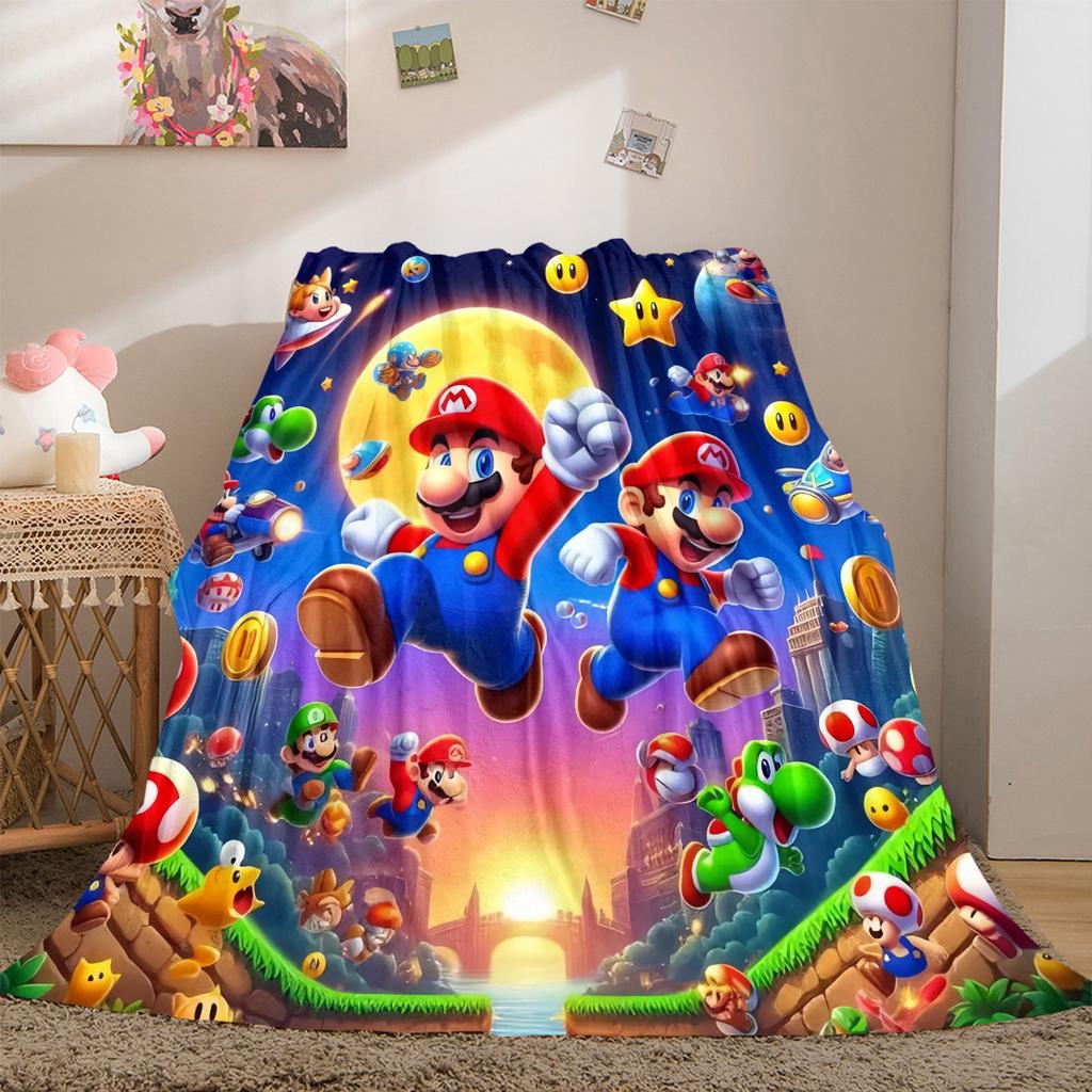 Anime Game Mario Versatile Travel Blanket Compact Suitable for Office Nap & Outdoor Camping LXR100