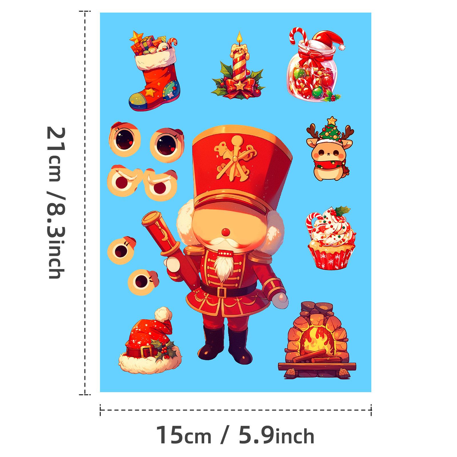 

6 Украшений для празднования Рождества, Наклейки с меняющимися лицами, Интерактив для родителей и детей, Сделай сам, Рождественский венок с Санта-Клаусом, Пазл