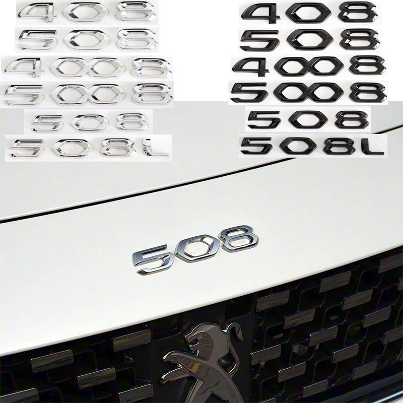1pcs ABS 408 508 4008 5008 Car Rear Letter sticker Rear Bumper tail door trunk car rear Emblem styling Accessories For Peugeot NBE3