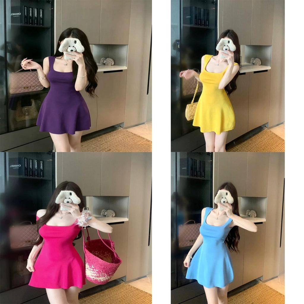 Sexy Yellow Square Neck Bodycon Dress With Hollow Out Details For Party Wear
