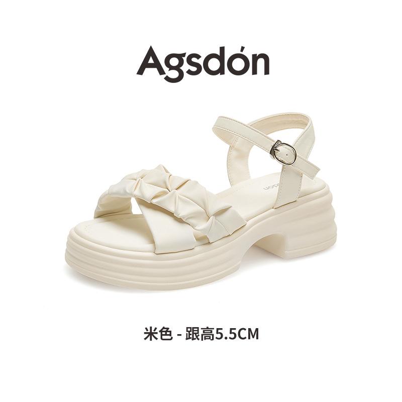 Augustine platform sandals women's 2025 new summer wear thick heel casual beauty with skirt beach shoes