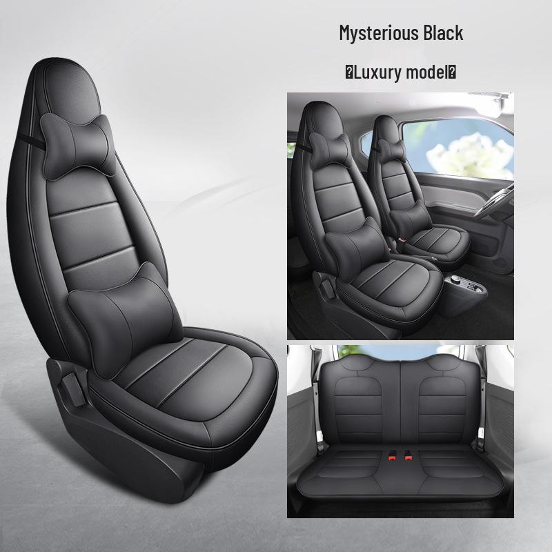 Wuling Mini Cute Cartoon Leather Car Seat Cushion Cover - Universal Fit, All Seasons