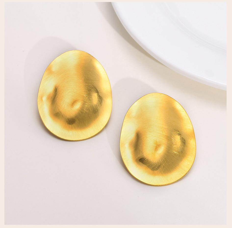 Matt Large Stainless Steel Stud Earring for Women, Pairs Chic Oval Irregular Ear Jewely