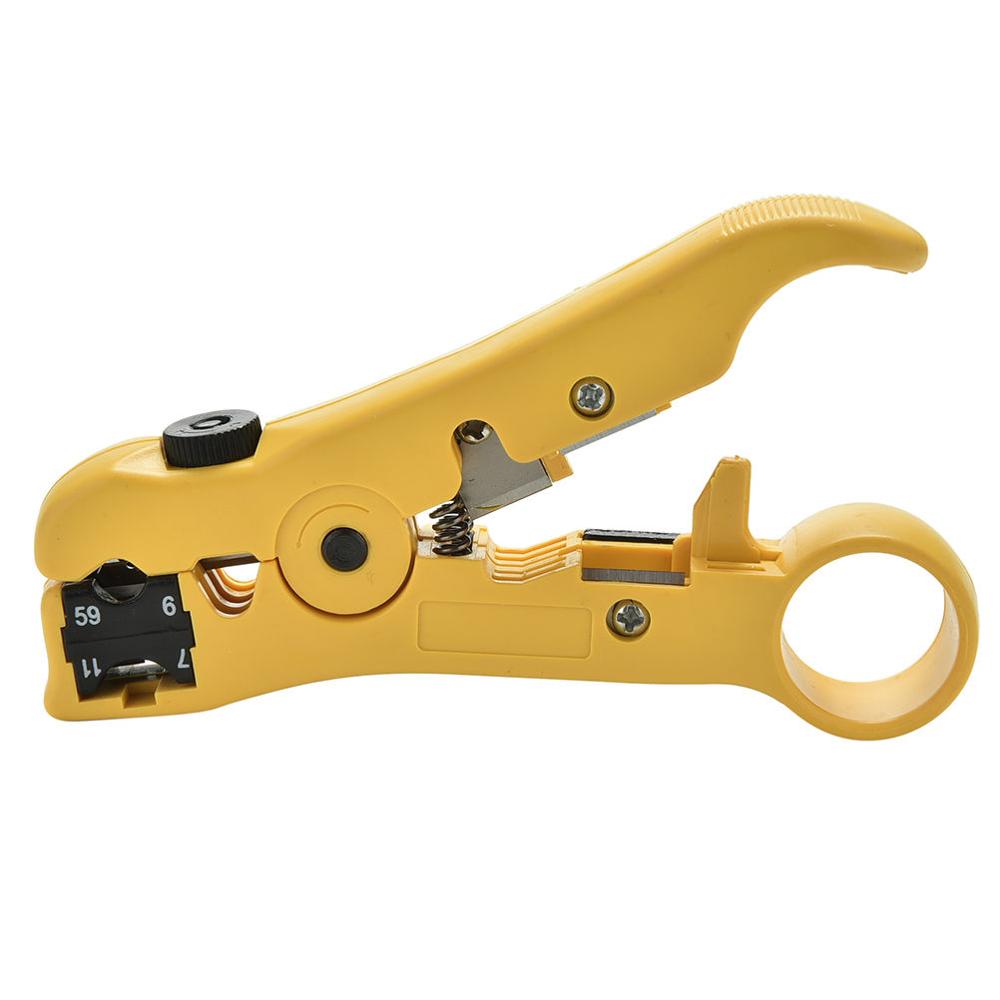 

Универсальный резак для зачистки проводов, кабель для плоских или круглых проводов UTP/STP RG59/6/7/11, коаксиальный инструмент для зачистки коаксиального кабеля жёлтый