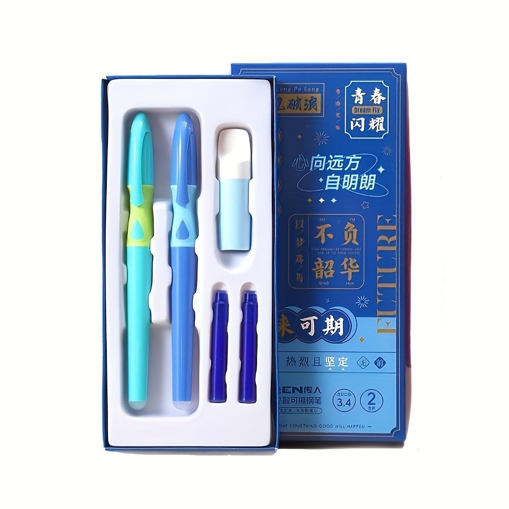 1 Set of Blue Fountain Pens, Heat-Sensitive Erasable Pens for Elementary School Students, Gift Box, Gift, Prize, Reward, Ideal Gift for Practicing