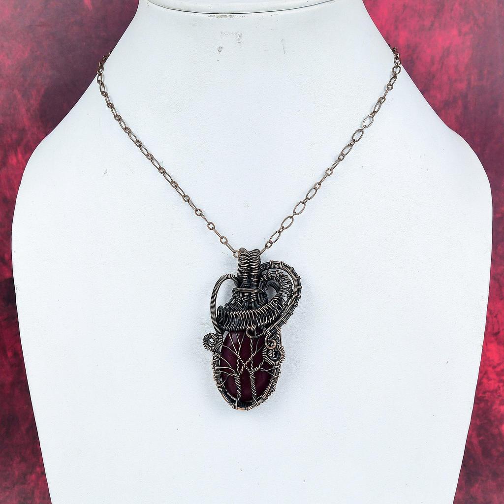 Tree of life faceted kashmir ruby pendant copper wire wrapped pendant gemstone copper jewelry wedding gifts handmade pendant antique jewelry
