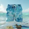 Calções de Banho Masculinos Ilusão Ótica Gradiente Oceano Calções de Banho Board Shorts Cintura Média Havaianos Casuais Férias Praia