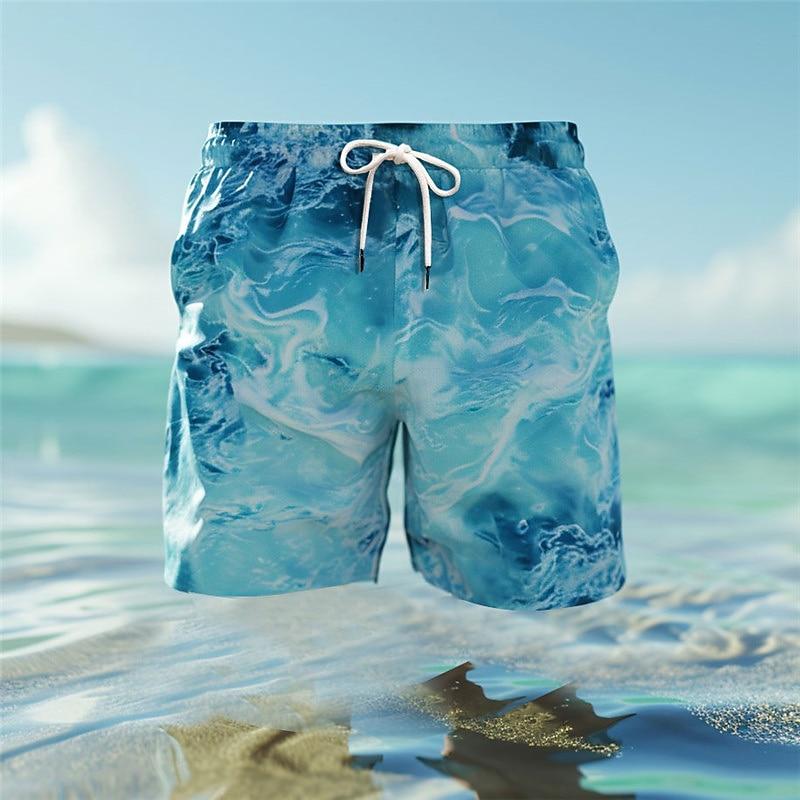 Men s Optical Illusion Gradient Ocean Swim Trunks Swim Shorts Board Shorts Mid Waist Hawaiian Casual Holiday Beach 2XL