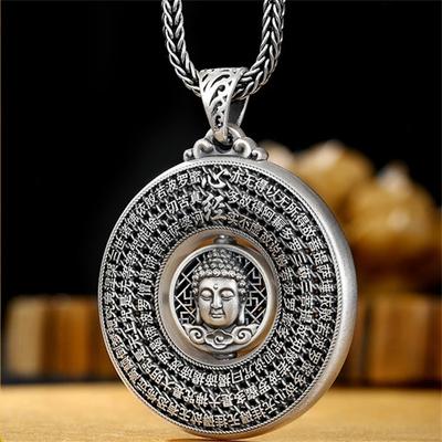 Ciondolo Buddha Sutra del cuore di benedizione per donna uomo gioielli girevole Tathagata Paramita collana con scritture accessori maschili