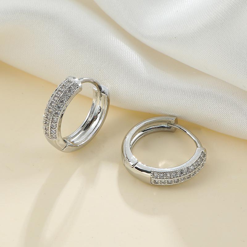 Huazi Style Zircon Stud Earrings for Women - Gold-Plated, Non-Fading Luxury Jewelry