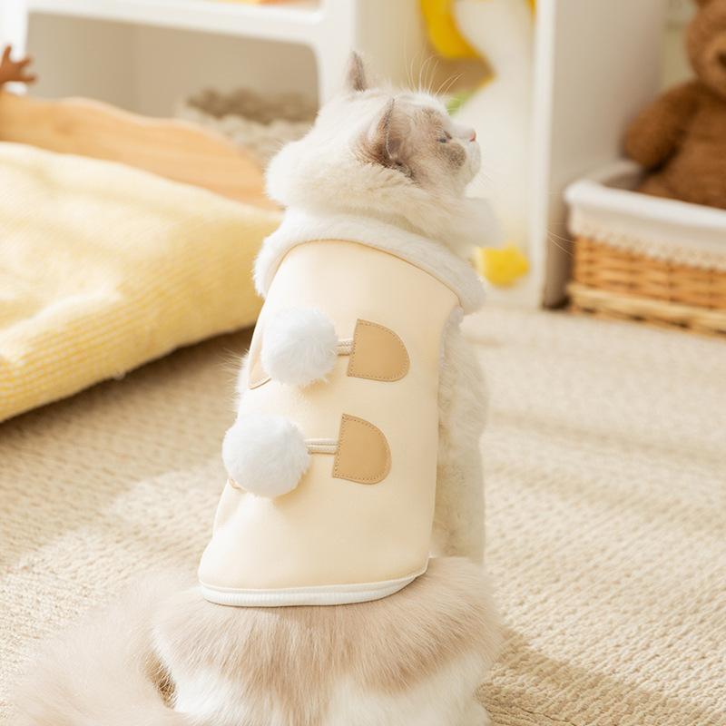 Cat Clothes Winter Velvet Thickened Warm Two-legged Vest Into Cat Kittens Anti-hair Loss Dog Cat Pet Clothing