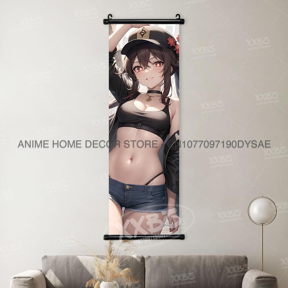 Genshin Impact Game Posters Xiangling Scrolls Picture Yaoyao Decorative Paintings Yun Jin Anime Home Decor Layla Wall Artwork